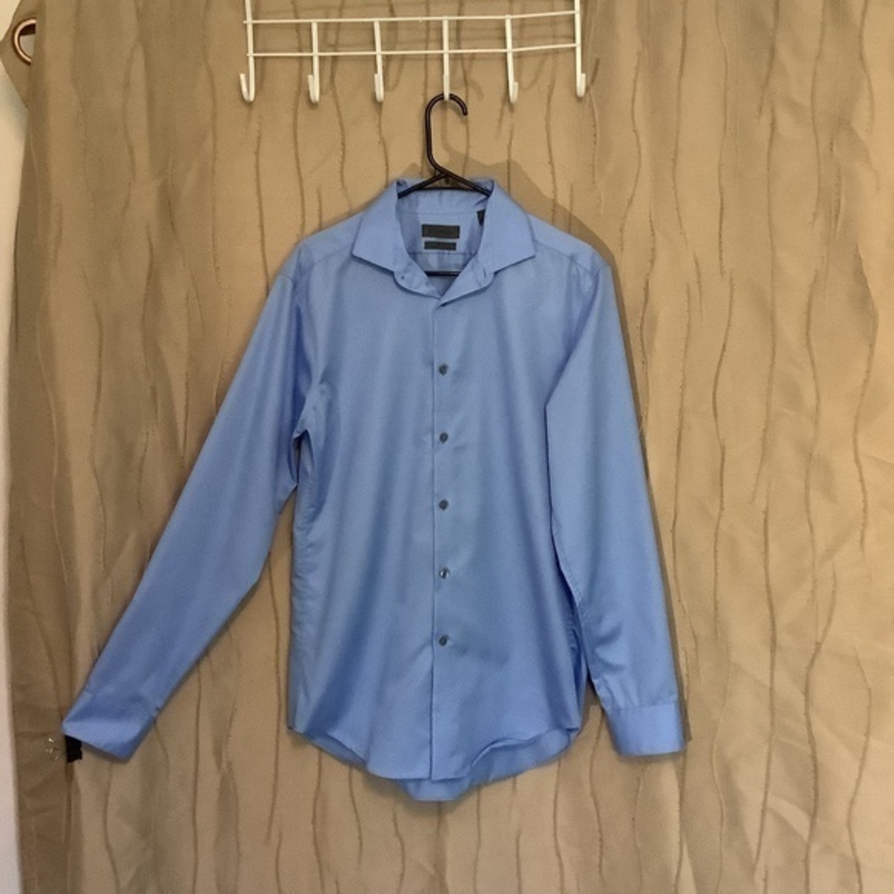 Calvin Klein Men’s Long Sleeve Slim Fit Blue Dress Shirt Size 16, 34-35‎